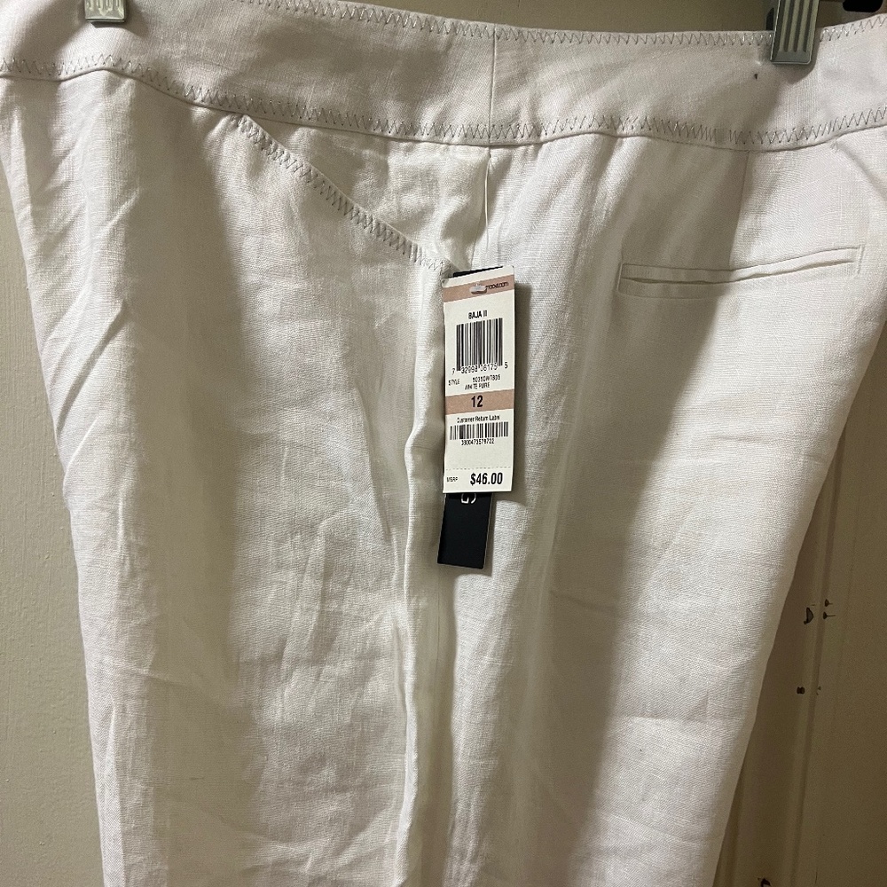 Style & Co. White Flare Pants with Linen Texture